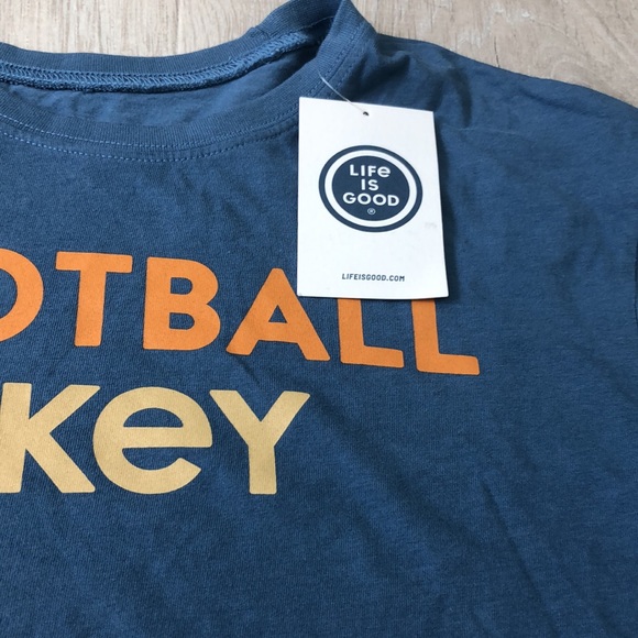 Mens Life Is Good T-Shirt Football/Turkey/Nap/Repeat Blue size S - Picture 3 of 5
